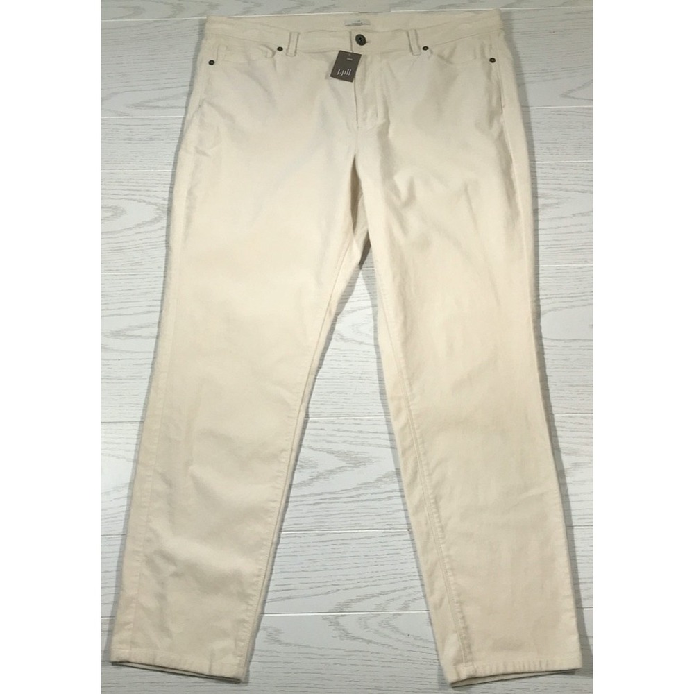 New J Jill Velour Jeans Women 18 Beige Soft Velvet Stretch High Rise Comfort Mom